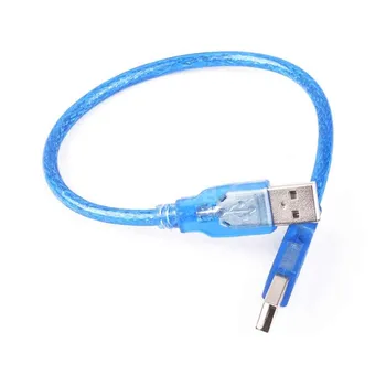 1 Adet USB 2.0 Uzatma Kablosu Şeffaf Mavi Erkek Erkek USB Uzatma Kablosu Bakır Çekirdek USB 0.3 M Kablo