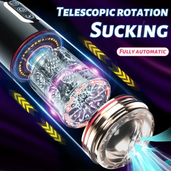 Otomatik Teleskopik Rotasyon Emme Erkek Masturbator Kupası Vajina Cep Oral Seks Emme Erkekler İçin Mastürbasyon İtme Seks Oyuncak