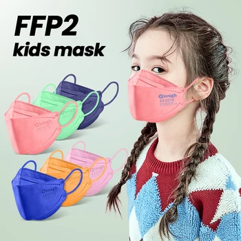 Elough Maskeleri FPP2 Çocuk 6-12 Yaşında Balık Kore Mascarilla Infantil FPP2 Yeniden Kullanılabilir 4 Kat FFP2 KN95 Çocuk Maskesi