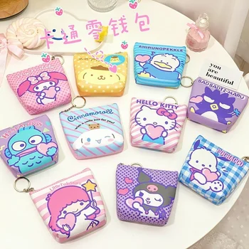 Hello Kitty Kawaii bozuk para çantaları Sanrio Sevimli Kart Sahipleri Anahtarlık Çanta Benim Melody Puding Kuromi Çocuklar Toptan Çantalar Sevimli Cüzdan