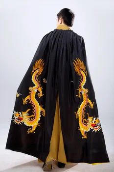 Klasik Çin Geleneksel Halk Dans Kostümleri Hanfu Sahne Giyim Ming Hanedanı Ejderha Mantis ve Pelerin Erkekler için
