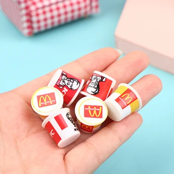 5 adet/Dollhouse Minyatür Gıda Mini KFC Aile McDonald Kova Kova Yedekler Oyuncaklar Gibi Oyun Bebek Evi Dekor Fastfood set 