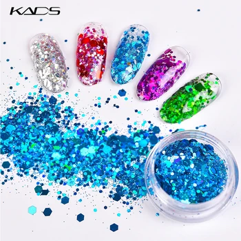 KADS Tırnak Glitter Holografik Parkles Nail Art Sequins Pigment Gevreği Mavi Gül Altın Gümüş Tırnak Tozu Toz Akrilik Çivi Araçları