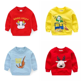 Yeni Bahar Sonbahar Bebek Giysileri Kız Tişörtü Çocuk Hoodies Karikatür Hayvan Uzun Kollu Pamuklu Kazak Çocuk T-shirt Giyim