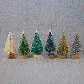12Pcs Mini Noel ağacı Noel Baba kar dekor DIY Frost köy yeni yıl için