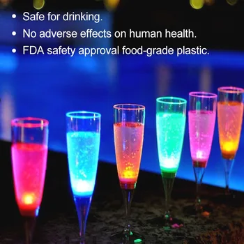 6 Adet Sıcak LED Şarap Şampanya Flüt Gözlük Su Sıvı Aktif yanıp sönen ışık-up Bardak Şarap Aksesuarları Mutfak Dekorasyon FP8