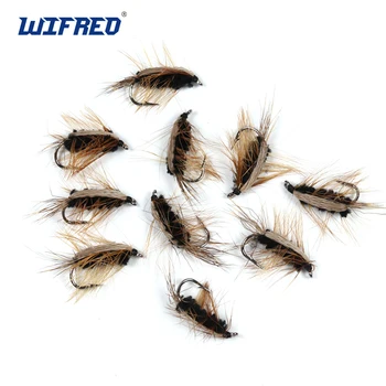 Wifreo 10 ADET #6 Yünlü Solucan Böceği Nymph Kahverengi Caddis Sinek Geyik Saç Alabalık Balıkçılık Sinek Yem Dikenli Kanca Siyah Yeşil Turuncu Vücut