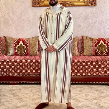 2022 Dashiki Afrika Etnik Tarzı Orta Doğu erkek Uzun Gömlek Casual Gençlik Sıradan Bej Müslüman Elbise