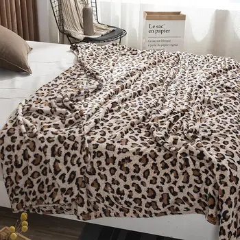 Promosyon Yeni Klasik Leopar Baskı Battaniye Kış Yatak Kanepe Süper Yumuşak Yetişkin Battaniye Sıcak Uyku Battaniye 200x230 cm