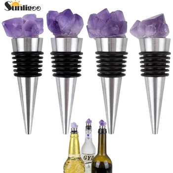 Sunligoo Ametist Taş şişe tıpası Dekoratif Şarap ve şampanya şişesi şişe tıpası Bar için ev yapımı şarap şişesi Mühür Kapağı