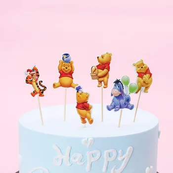 24 adet Disney Winnie the Pooh Kaplan Ayı Eşek topları Cupcake Toppers Seçtikleri Çocuklar Doğum Günü Partisi Düğün Dekorasyon kek Malzemeleri
