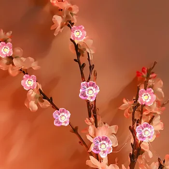 2m LED Kiraz Aydınlatma Dizeleri Çiçek Dize Peri Lamba Çin Tarzı Kapalı Düğün için Pembe Bells Garland Dekor aydınlatma armatürü