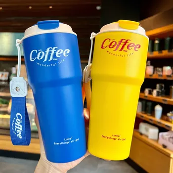 420/620ML Kahve Fincanı Paslanmaz Çelik Vakum Şişeleri Taşınabilir Araba Termos Kupa Su Suyu Drinkware Seyahat Ofis termos şişe