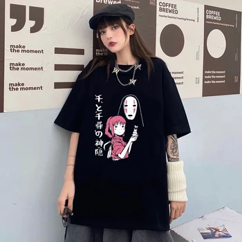 Totoro Kawaii Giyim Moda Anime gömlek Baskı Y2k Kadın T Shirt Yaz Rahat Kısa Kollu Gömlek Harajuku Üstleri Kadın T-shirt