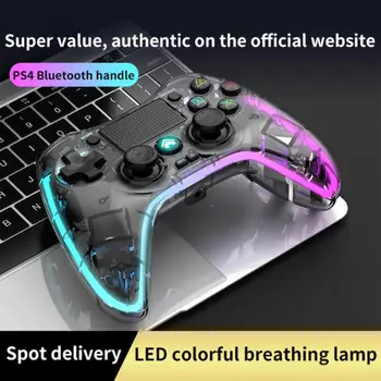 Kablosuz bluetooth Gamepad için PS4 / anahtarı şeffaf renkli ışık Joystick oyun denetleyicisi için Android / İOS / PC / bilgisayar
