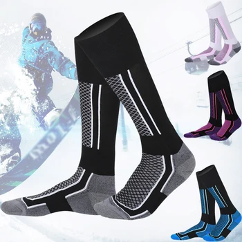 1 Çift Yün Termal Çorap Erkekler Kadınlar Kış Uzun Sıcak varis çorabı Kayak Yürüyüş Snowboard Tırmanma spor çorapları