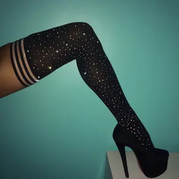 Bling Bling 1 Çift Kadın Uyluk Yüksek Diz Üzerinde Çorap Uzun Pamuklu Çorap Çorap Seksi Uyluk Yüksek Çorap Kadınlar için