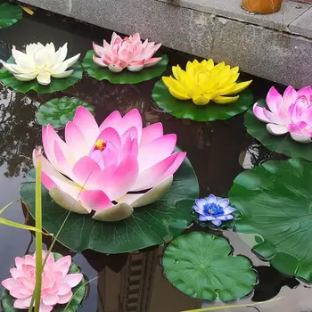 7 adet Yapay Lotus Dekorları Havuzu Su Yüzeyi Lotus Dekorları Sahte Lotus Dekorları Bahçe Yard Dekor Sahte Çiçek