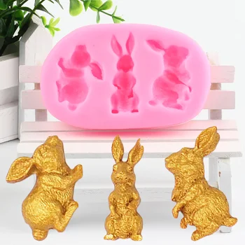 Paskalya tavşanı Silikon Kek Reçine Kalıpları DIY Tavşan Kulakları Çikolata Fondan Kek Dekorasyon Araçları Pasta Mutfak Pişirme Aksesuarları