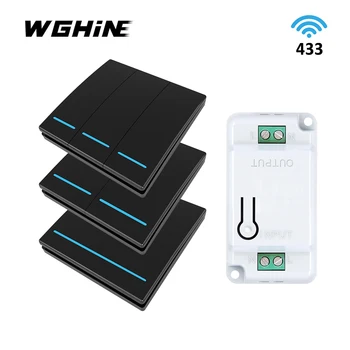 WGHINE 433 MHz ışık anahtarı ledli basmalı düğme anahtarı duvar güç Dokunmatik anahtarı Röle Modülü Akıllı Ev Kablosuz Uzaktan Kumanda