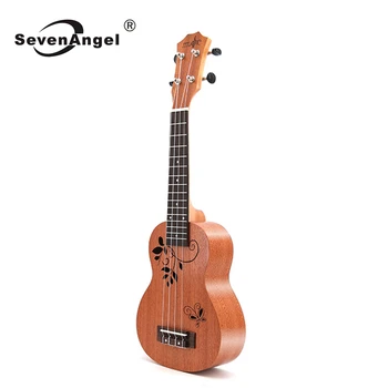SevenAngel 21 inç maun Ukulele kelebek aşk çiçek ukulele Mini 4 dizeleri Gitar Hawaii Seyahat Uku enstrüman