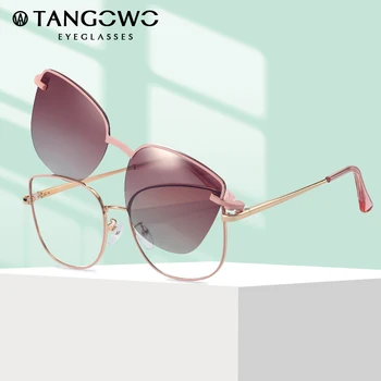 TANGOWO Retro Metal Gözlük Çerçeve Kadın Moda Optik Miyopi Gözlük Çerçeveleri Polarize Güneş Gözlüğü Reçete Gözlük 95816