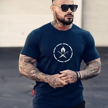 T Shirt Erkekler Vücut Geliştirme Egzersiz Streetwear Erkekler için Kas Gömlek Slim Fit Gömlek günlük t-shirt