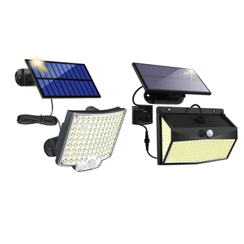 Su geçirmez 106 / 318LED güneş ışıkları PIR hareket sensörü açık bahçe duvar lambası açık avlu aydınlatma dekorasyon