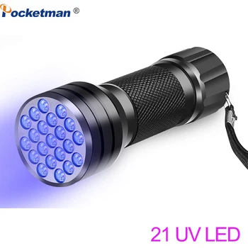 UV el feneri 21LED 12LED UV ışık 395-400nm LED UV el feneri linterna torch ultraviyole siyah ışık lambası