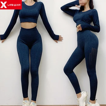 2021 Yeni Aktif Giyim Setleri Kadın egzersiz kıyafetleri Spor Giyim Eşofman Yoga koşu parkuru Kıyafet Legging Uzun Kollu Gömlek Takım Elbise